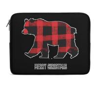 Custodia per Computer Portatile Red Black Christmas Bear Sleeve per Laptop Multicolore Impermeabile Custodia Protettiva per Laptop, per Computer, Notebook, Office, 15In