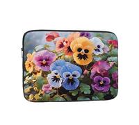 Custodia per computer portatile, resistente, antiurto, protettiva, con fiori di viola del pensiero, custodia per computer da 15 pollici