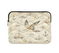 Custodia per computer portatile retrò con gabbiano nautico da 15 a 16 pollici, custodia per computer trapuntata custodia protettiva per donne e uomini, lavoro e viaggi