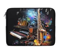 Custodia per Computer Portatile Saxophone And Piano Borsa da Trasporto Comfyable Impermeabile Portatile Borsa, per Computer, Office, Notebook, 15In