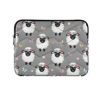 Custodia per computer portatile sottile con motivo floreale e farfalle con pecore bianche carine, custodia per laptop sottile, durevole, universale, per ufficio, per computer Pro, 13 pollici, media