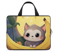Custodia per computer portatile stampata gatto banana ultra sottile, borsa impermeabile per computer portatile, custodia protettiva portatile con cinturino da polso, Stile:, 12inch