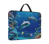 Custodia per computer portatile subacquea mondo pesce delphi custodia per laptop resistente all'acqua borsa per il trasporto del computer valigetta con manico
