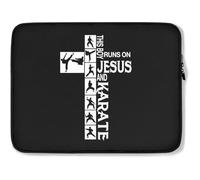 Custodia per Computer Portatile This Boy Runs On Jesus And Karate Inspired Custodia Protettiva per Laptop Multicolore Impermeabile Borsa da Trasporto 15In, per Computer Portatile, Laptop