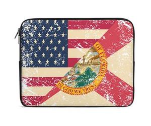Custodia per Computer Portatile Vintage U.S.A And Florida State Flag Borsa da Trasporto Resistente Comfyable Custodia Notebook, per Computer, Office, Notebook, 15In