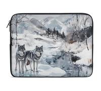 Custodia per Computer Portatile Wolf Wolves By The Stream Borsa per Laptop Multicolore Impermeabile Custodia Notebook, per Travel, Office, Notebook, 15In