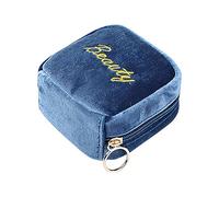 Custodia per cosmetici con cerniera, organizer da viaggio, organizer per trucco, rossetto, accessori cosmetici, organizer per matite per sopracciglia, eyeliner, cipria, Blu, Refer to description