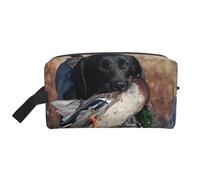 Custodia per cosmetici di grande capacità, a forma di cucciolo di Labrador nero, per caccia all'anatra, borsa da viaggio per il trucco da donna