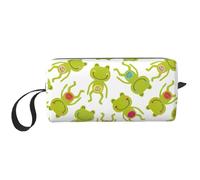 Custodia per cosmetici imbottita in schiuma con stampa a rana dei cartoni animati, semplice e leggera, borsa da viaggio per risparmiare spazio