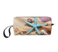 Custodia per cosmetici imbottita in schiuma con stampa di conchiglie e stelle marine, borsa da viaggio leggera per risparmiare spazio