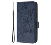 Custodia per Cubot Note 40 Wallet Cover, Retro Flowers Design Pattern Custodia, PU+TPU Pelle Shell, [Carta Fessura] Flip Wallet Case Adatto per Cubot Note 40, Blu scuro