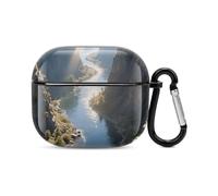 Custodia per cuffie Bluetooth Canyon, Yellowstone River Meanders, custodia rigida antiurto in policarbonato, copertura completa, compatibile con ricarica wireless e AirPods (3a generazione) con fibbia