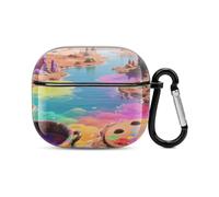 Custodia per cuffie Bluetooth con stampa colorata, antiurto, in policarbonato, copertura completa, compatibile con ricarica wireless e AirPods (terza generazione) con fibbia di sicurezza