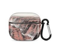 Custodia per cuffie Bluetooth Grand Canyon con stampa in arenaria rossa, antiurto, copertura completa, compatibile con ricarica wireless e AirPods (terza generazione) con fibbia di sicurezza