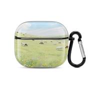 Custodia per cuffie Bluetooth Wildflowers on the Grassland, custodia antiurto in policarbonato rigida, copertura completa, compatibile con ricarica wireless e AirPods (3a generazione) con fibbia di