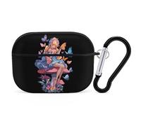 Custodia per cuffie con farfalla e fungo fatato, compatibile con AirPods Pro, custodia rigida protettiva con portachiavi