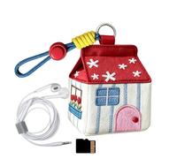 Custodia per cuffie con filo, organizer per monete a forma di casa con portachiavi, custodia per auricolari, per zaino, viaggi, ricarica, trasporto monete, ragazze e donne