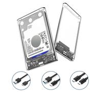 Custodia per disco rigido da 2,5 pollici USB 3.0/Tipo C a SATA III Custodia per disco rigido esterno trasparente per supporto HDD SATA SSD da 2,5 pollici UASP
