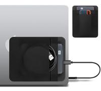 Custodia per disco rigido esterno portatile per laptop, 2 tasche con adesivo riutilizzabile, per Seagate, UnionSine, Toshiba, WD, LaCie, custodia per hard disk esterno da 2,5", nero