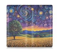 Custodia per documenti essenziali, patente di guida, carte d'identità, in pelle di alta qualità, con motivo cielo notturno e stelle vorticose, cielo notturno, campagna, vorticoso, stelle, 1 size
