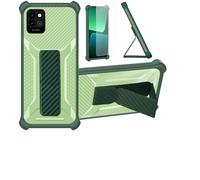Custodia per Energizer U506S Coque Custodia Case Ibrida [Con protezione dello schermo in vetro temperato] [supporto magnetico pieghevole] [resistente alle impronte digitali smerigliato] verde