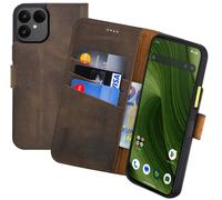 Custodia per Fairphone 6 a Libro Vera Pelle Protettiva IN Anticato Marrone
