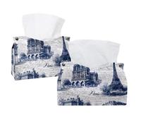 Custodia per fazzoletti, confezione da 2 pezzi, in pelle PU, rettangolare, per casa, ufficio, auto, Francia Architetture