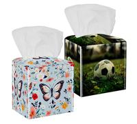 Custodia per fazzoletti in pelle sintetica di poliuretano, 2 pezzi, porta fazzoletti quadrati con cintura inferiore, custodia decorativa a forma di cubo per bagno, comodini e ufficio