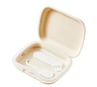 Custodia per fermi, inodore, sottile, con cerniera a coperchio, portatile, per protesi dentarie, strumento di rimozione per guardie notturne e fermi da viaggio, Bianco latte, Refer to description