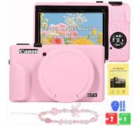 Custodia per fotocamera digitale Canon Powershot G7 X Mark III con grazioso cinturino da polso e pellicola protettiva, custodia protettiva in silicone con copriobiettivo per Canon g7x Mark iii
