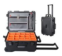 Custodia per fotocamera, grande custodia rigida impermeabile con blocco password e manico telescopico, custodia protettiva certificata IP67 per obiettivi e accessori video, Nero