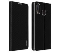 Custodia per Galaxy A20e Effetto Carbonio Portacarte Funzione Stand Nero