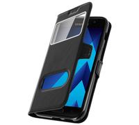 Custodia per Galaxy A3 2017 Funzione Stand con Doppia Finestra - Nera