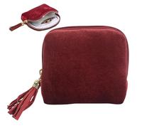 Custodia per gioielli da viaggio Piccola custodia per gioielli da viaggio in lussuoso velluto bordeaux a 6 strati con nappa Organizzatore portatile con cerniera per donne e ragazze Organizer, custodi