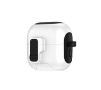 Custodia per Huawei FreeClip 2 con supporto, custodia antiurto con chiusura magnetica, supporto per la ricarica wireless, anti-smarrimento (bianco e nero)