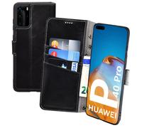 Custodia per Huawei P40 Pro Pocket-Book Stile Protezione Vera Pelle Wallet Nera