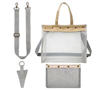 Custodia per il filato - Borsa a rete trasparente per lavorare a maglia e all'uncinetto, organizer con grande capacità, leggera, trasparente, per lavori fai da te, con cerniera sicura, grigio, Siehe