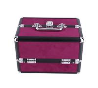 Custodia per il treno per il trucco, scatola di vanità per trucco a più livelli Case di vanità di grande capacità Box per salone (Wine Red and Black Strip Black Bottom)