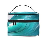 Custodia per il trucco da viaggio portatile con stampa a onde del cielo trasparente Borsa per il trucco versatile con cerniera di grande capacità