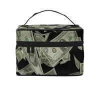 Custodia per il trucco da viaggio portatile con stampa di denaro con simbolo del dollaro, versatile borsa per il trucco con cerniera, grande capacità