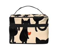 Custodia per il trucco da viaggio portatile con stampa Happy Walking Kitty, versatile borsa per il trucco con cerniera, grande capacità