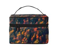 Custodia per il trucco da viaggio portatile con stampa Smokey Mountain Cliff, versatile borsa per il trucco con cerniera, grande capacità