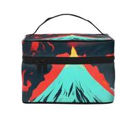 Custodia per il trucco da viaggio portatile con stampa Volcano Bloom, versatile borsa per il trucco con cerniera, grande capacità