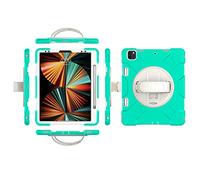 Custodia per iPad 10.2 2019/2020/2021 con pellicola protettiva per lo schermo, supporto per matite Kickstand da polso girevole 360, resistente custodia protettiva (verde smeraldo)