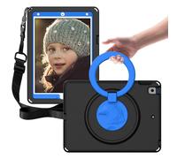 Custodia per iPad 10.2 2021 2019, antiurto con supporto girevole e cinturino regolabile, nera.