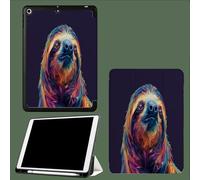 Custodia per iPad 10,9 Pollici 2022 con Supporto A Tre Ante con Portapenne, Spegnimento Automatico/Accensione,Retro in Morbido TPU Geometria Pigrizia Poligoni Animali-Blu Scuro