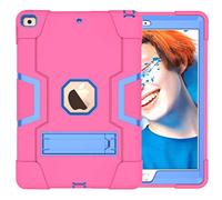 Custodia per iPad 6/Air2/Pro9.7 Generation con cavalletto, resistente e resistente agli urti, ibrida rigida a tre strati, custodia protettiva in silicone per iPad Tablet (rotonda + blu)