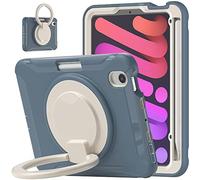 Custodia per iPad 8.3 Pollici Mini 6 2021 con portapenne, cinturino da polso e tracolla regolabile e custodia tripla resistente, blu navy
