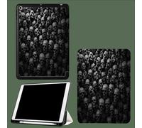 Custodia per iPad 9.7" 6a Generazione/5a Generazione con Portapenne, Cover Tablet Antiurto Sottile con Retro in Morbido TPU con Auto Svegliati/Sonno Denso Cranio Horror Gotico Halloween-Nero