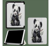 Custodia per iPad 9,7 Pollici (6a/5a Generazione,2018/2017) con Portapenne,Adorabili Cuccioli Panda Cover Tablet Sottile con Retro in Morbido TPU con Auto Svegliati/Sonno Illustrazioni Animali-Bianco